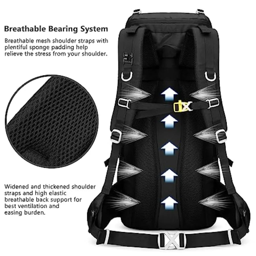 50L Hiking Backpack Men Camping Backpack with rain cover 45l+5l Lightweight Backpacking Backpack Travel Backpack