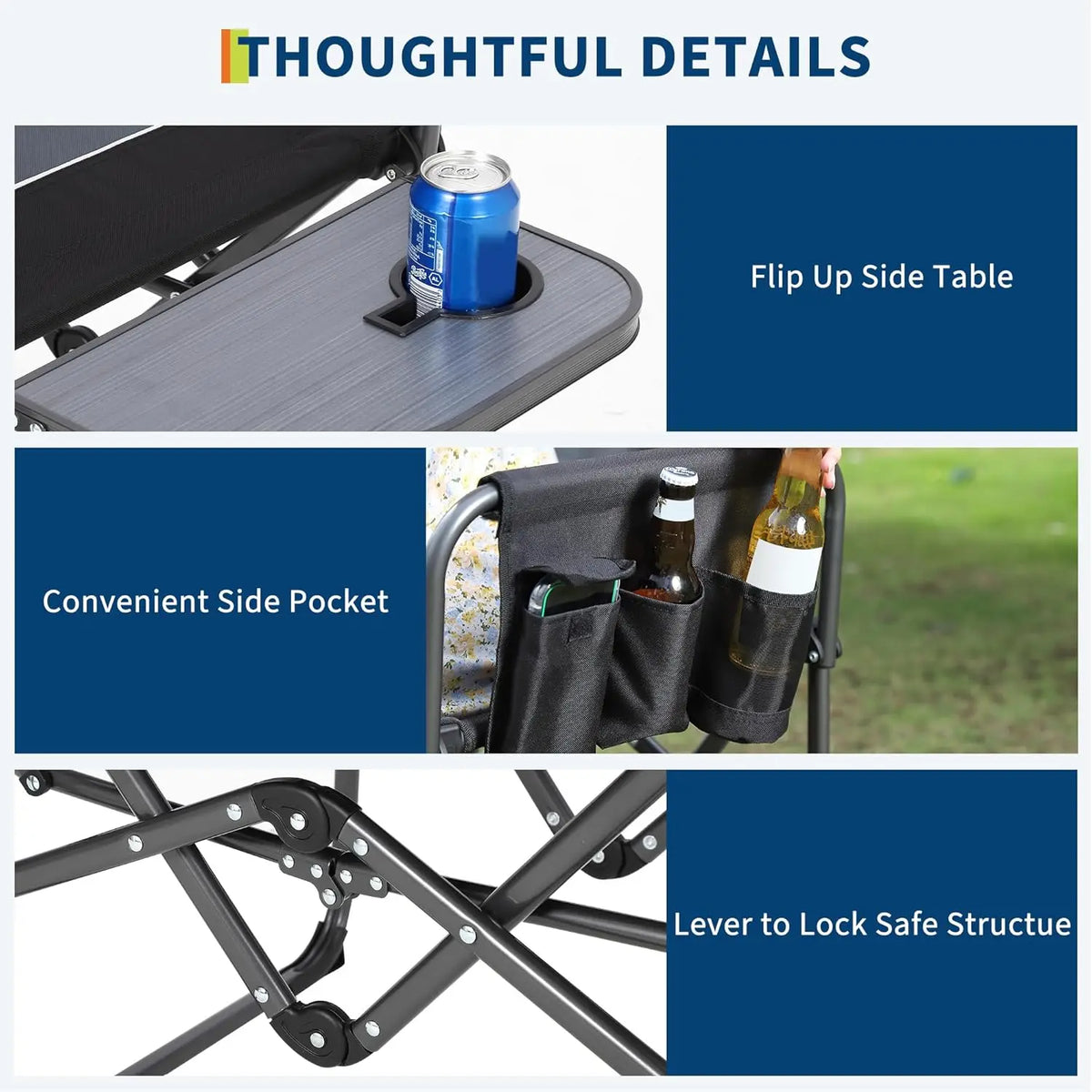 HiMISS Folding Camping Directors Chair With Side Table