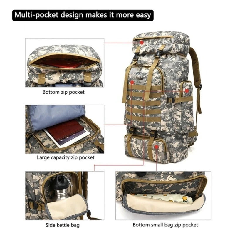 Tactical Backpack Hiking Camping Desert Digital - Large Capacity - NEW Sports Entertainment