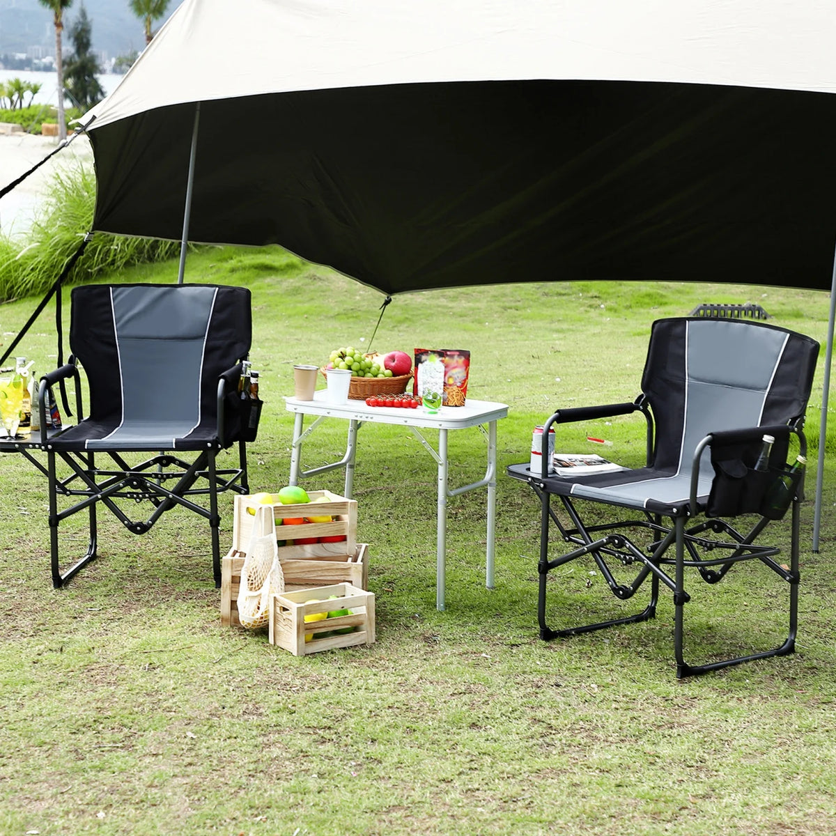 HiMISS Folding Directors Chair With Side Table