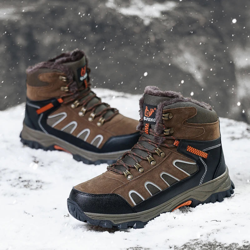 Large 49 Outdoor Ankle Boots Men Non Slip Fashion Lace Up Climbing Leather Winter Hiking Footwear High Top Leisure Hiking Shoes