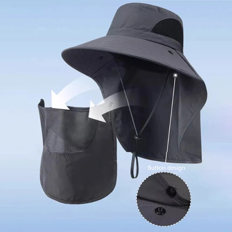 Summer UV Protection Outdoor Fishing Hat With Neck Flap