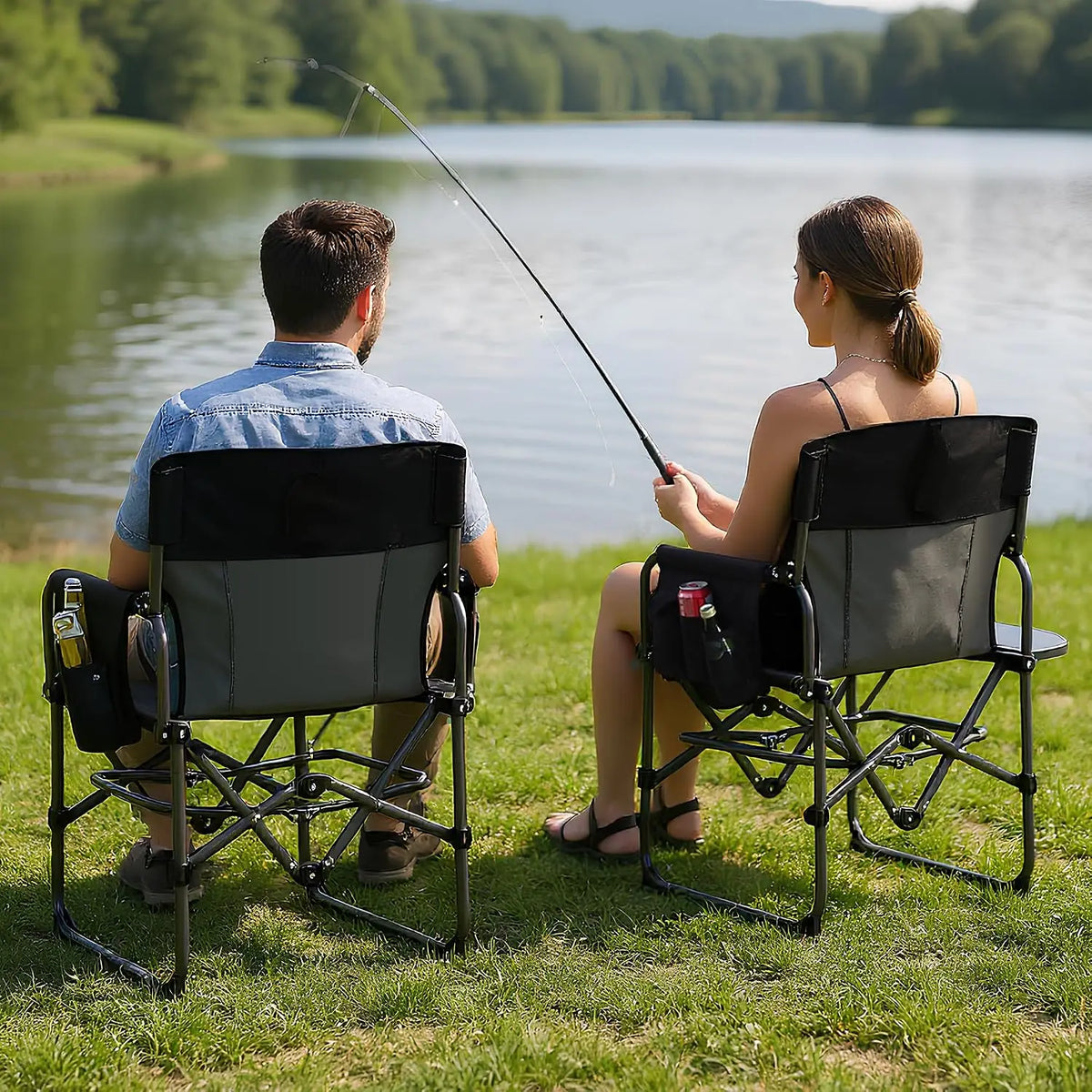 HiMISS Folding Camping Directors Chair With Side Table