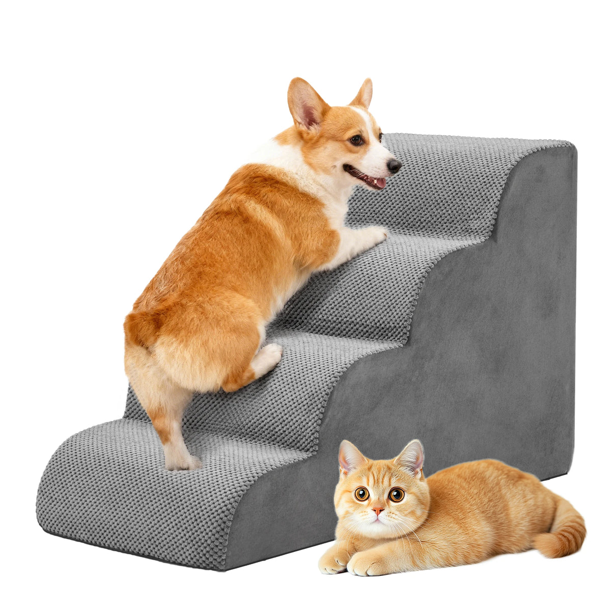 Curved High Density Foam Dog Stairs Non Slip Indoor Ramp