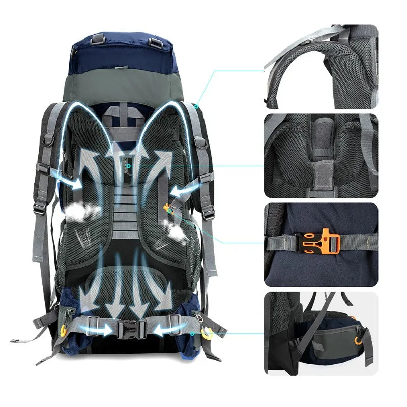 Internal Frame Backpack,Large Hiking Backpack Rucksack with Rain Cover Sports Fntertainment