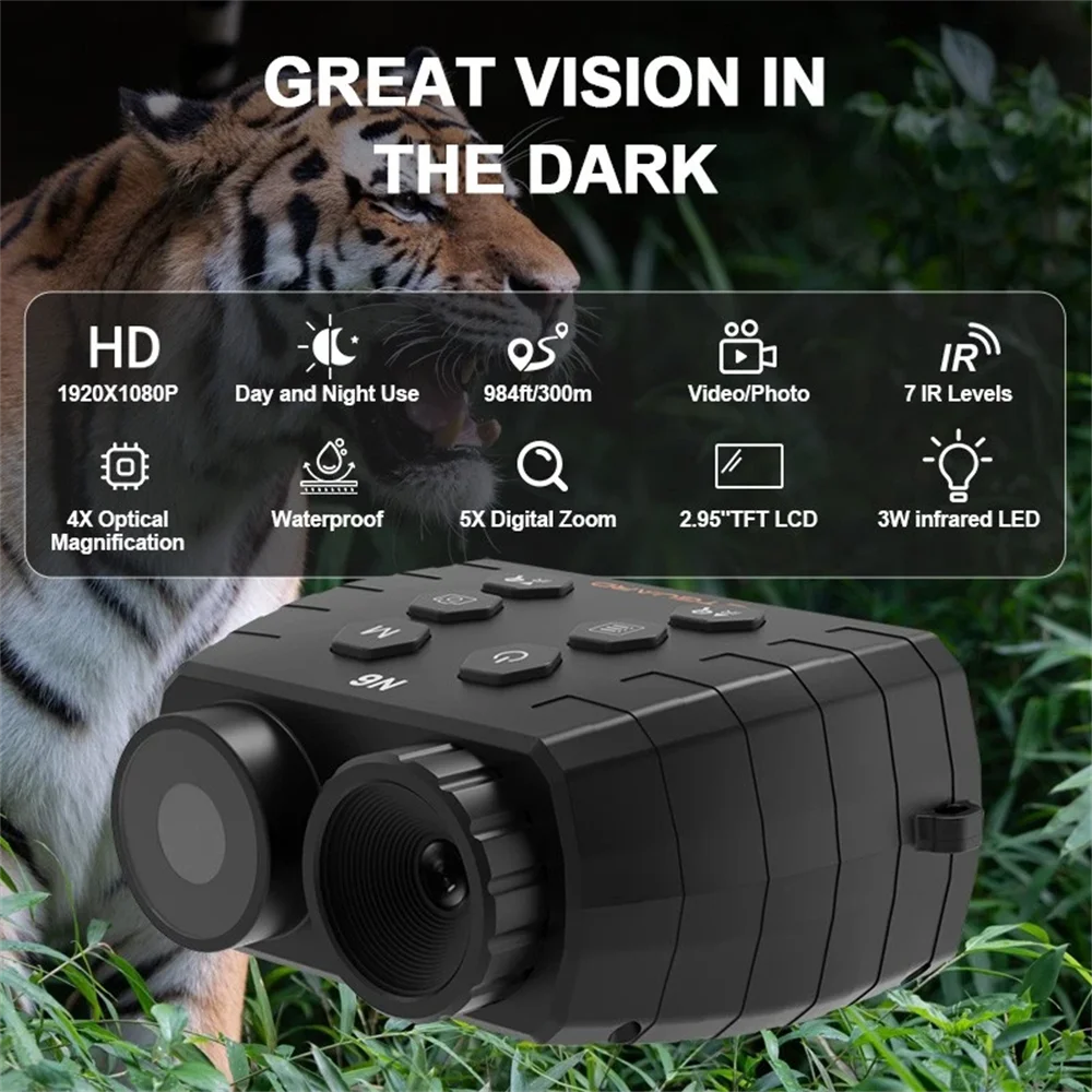 1080P HD Infrared Night Vision Binoculars Telescope 5X Digital Zoom Night Vision Divice Photo,Video,Playback for Camping,Hunting,Bird Watching
