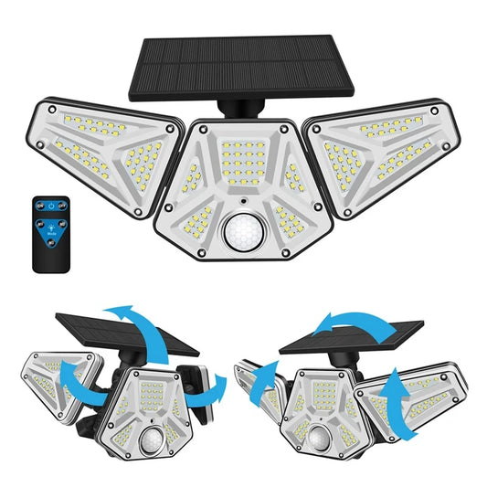 Solar Outdoor Security Lights With Remote 113 LEDs IP65 PIR