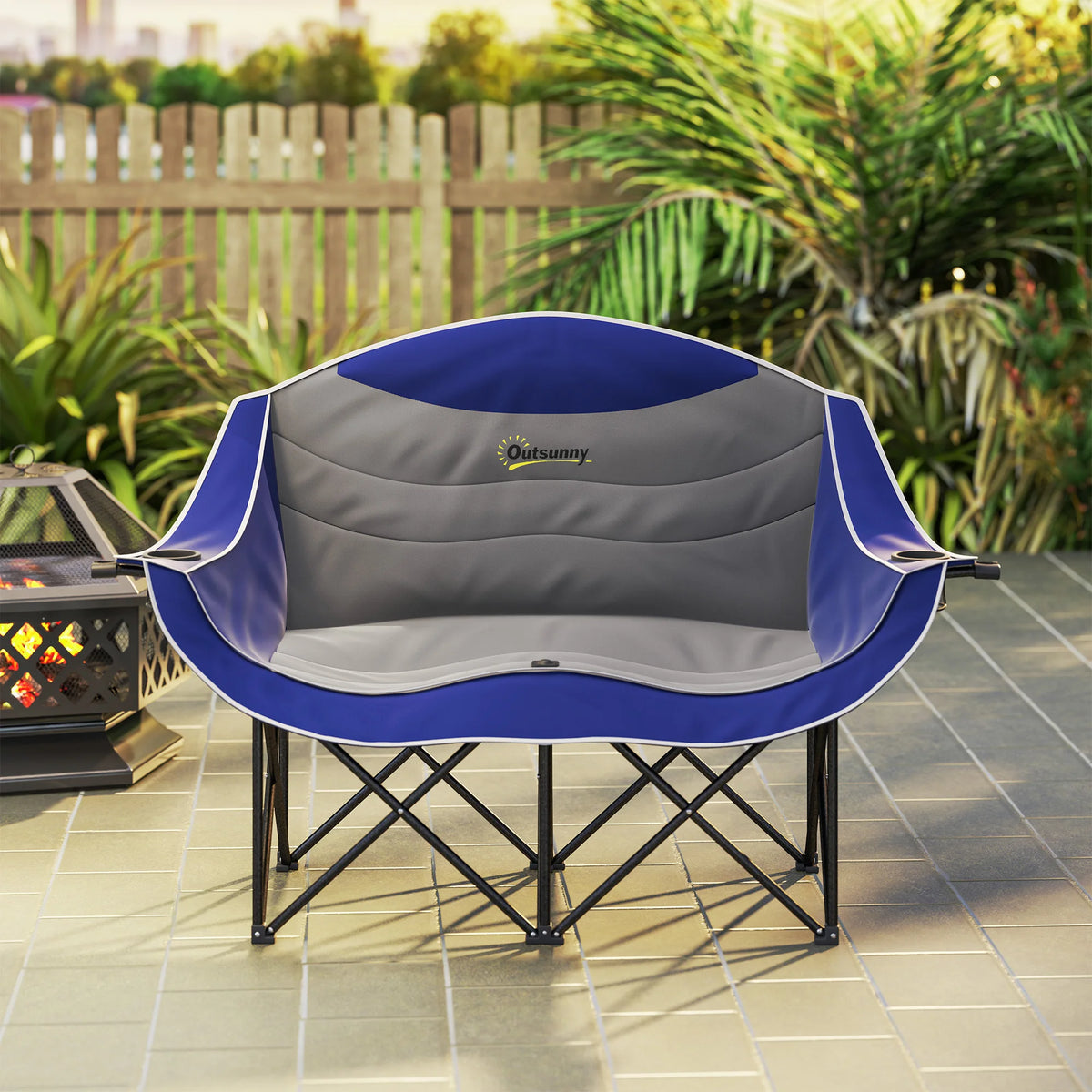 Outsunny Double Padded Folding Camping Chair