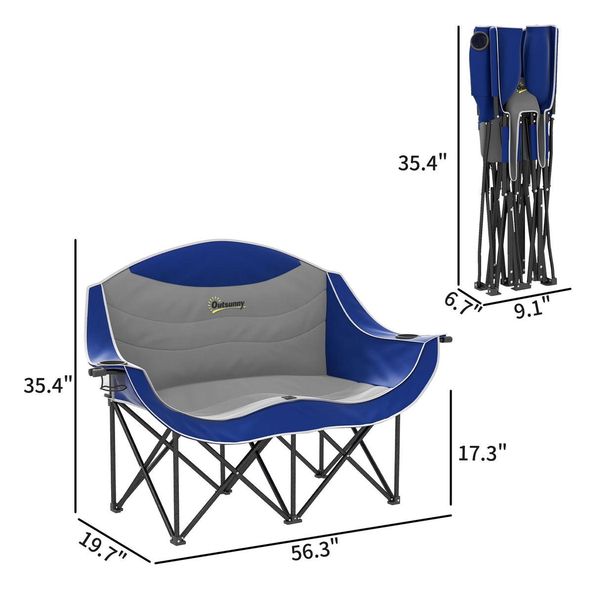 Outsunny Double Padded Folding Camping Chair