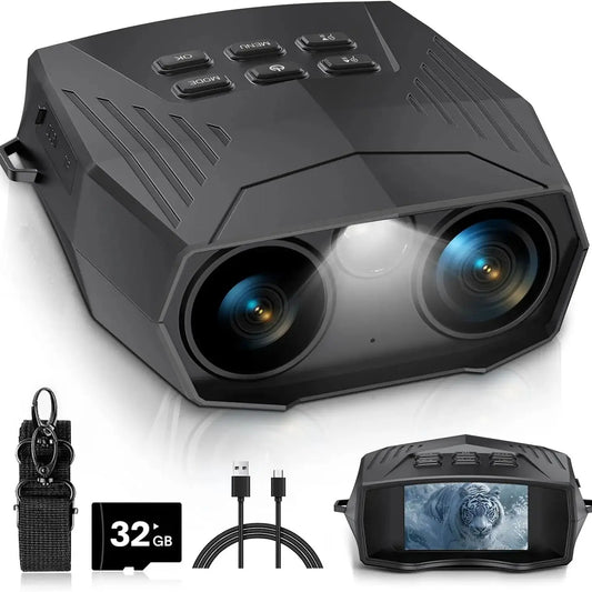 Night Vision Goggles for Adults, 5K HD 60MP Night Vision Binoculars with 3" Large Screen, 10X Digital Zoom, 5000mAh Rechargeable Battery, 32GB TF Card for Camping