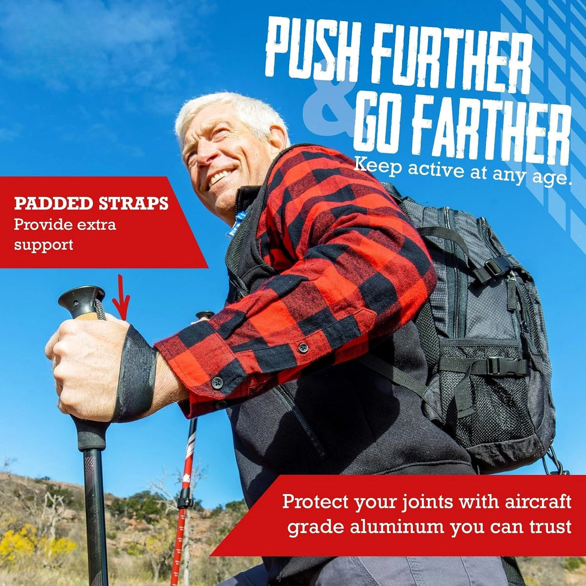 Lightweight 7075 Aluminum Collapsible Trekking Poles Balance Support Walking Sticks For Trail Hiking Nordic Walking Mountaineering Backpacking Daily Urban Walking Joint Stability Travel Gear For Men Women Adults Seniors Elder