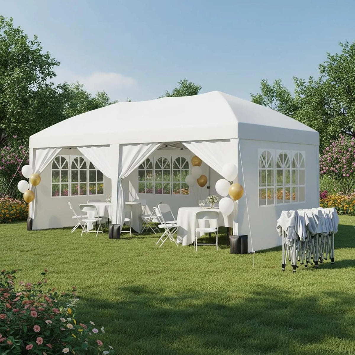 HiMISS Heavy Duty Pop Up Canopy Tent With Sidewalls