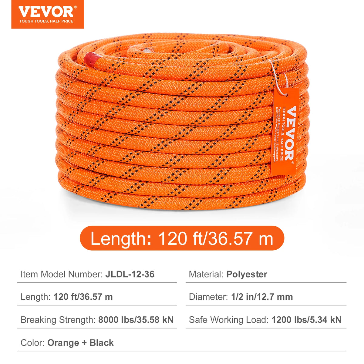 SucceBuy Dual Weave Polyester Rope 48 Strands Arborist
