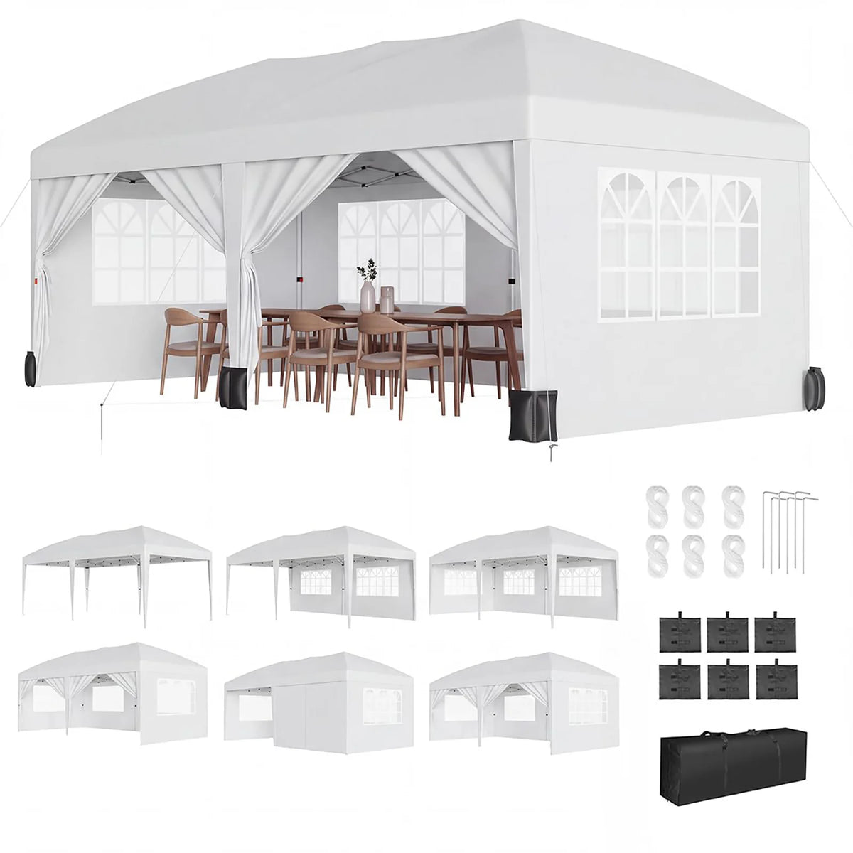 HiMISS Heavy Duty Pop Up Canopy Tent With Sidewalls