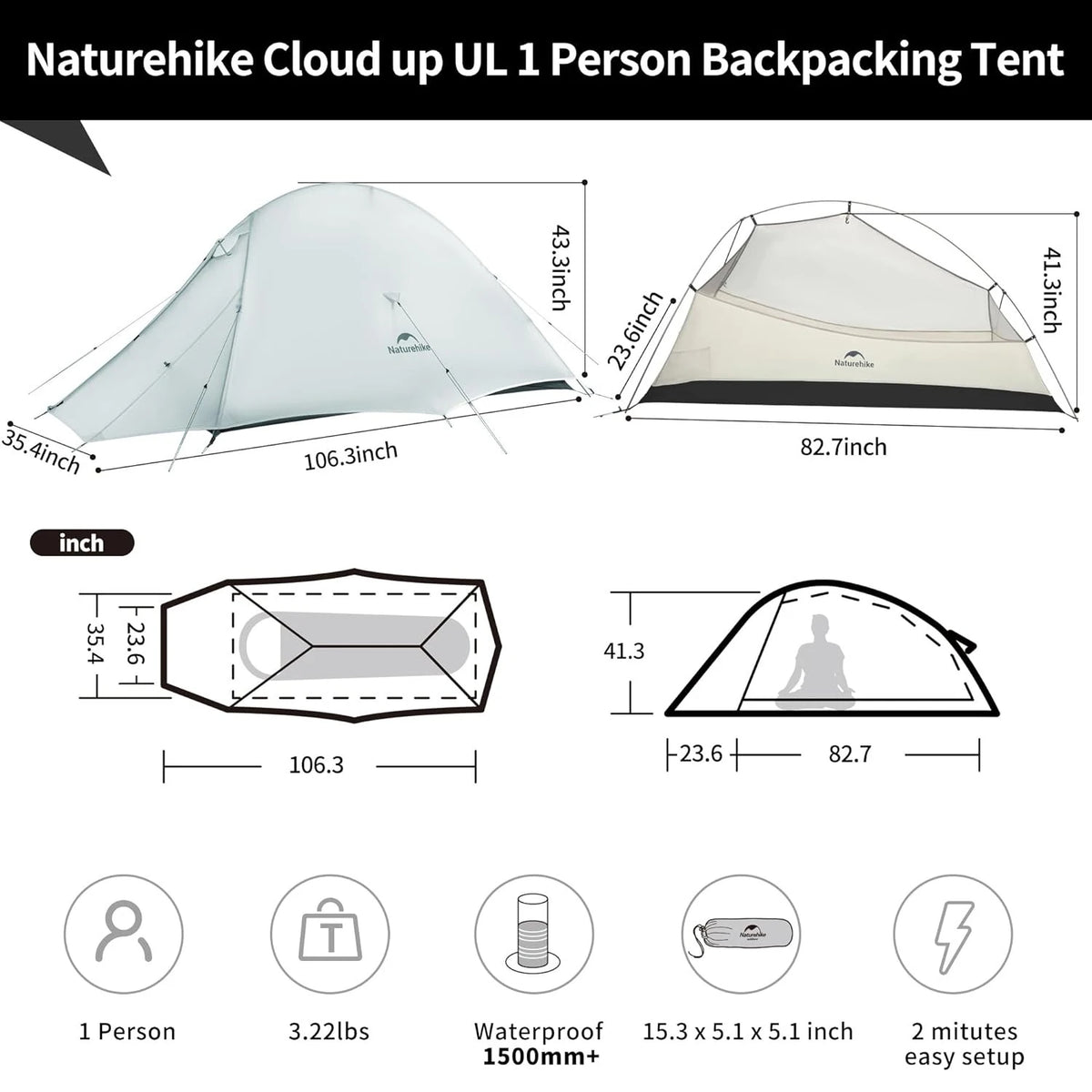Naturehike Cloud Up Ultralight Backpacking Tent
