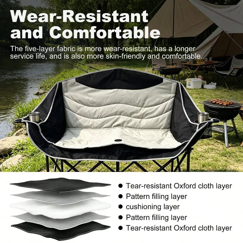 Portable Folding Double Camping Recliner Chair
