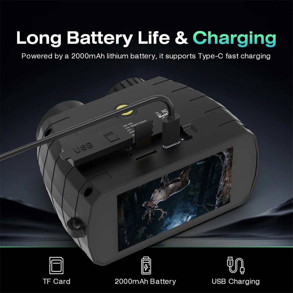 1080P HD Infrared Night Vision Binoculars Telescope 5X Digital Zoom Night Vision Divice Photo,Video,Playback for Camping,Hunting,Bird Watching