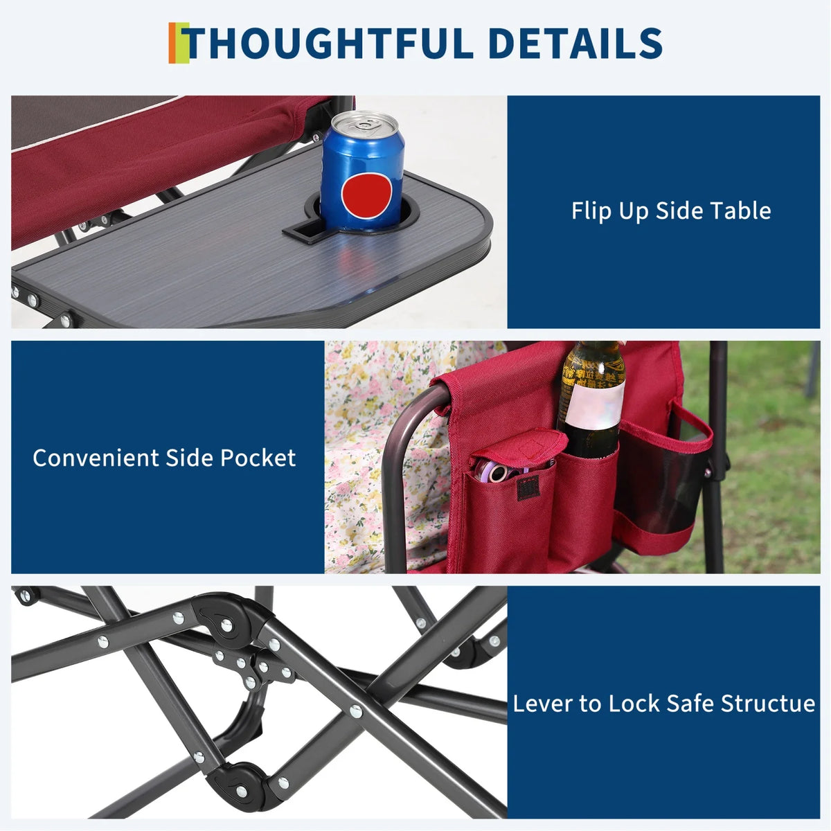 HiMISS Folding Directors Chair With Side Table