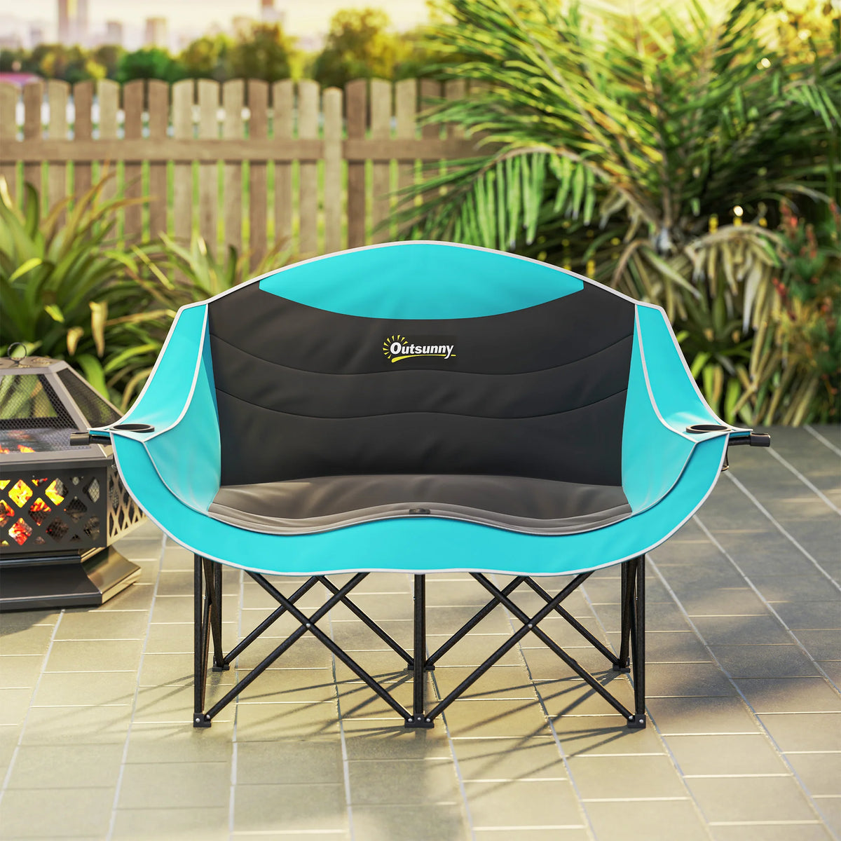 Outsunny Double Padded Folding Camping Chair
