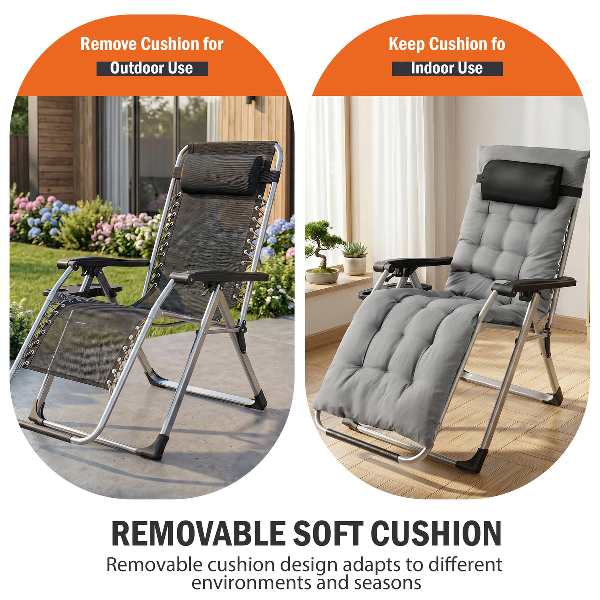 JHK Zero Gravity Reclining Outdoor Lounge Chair