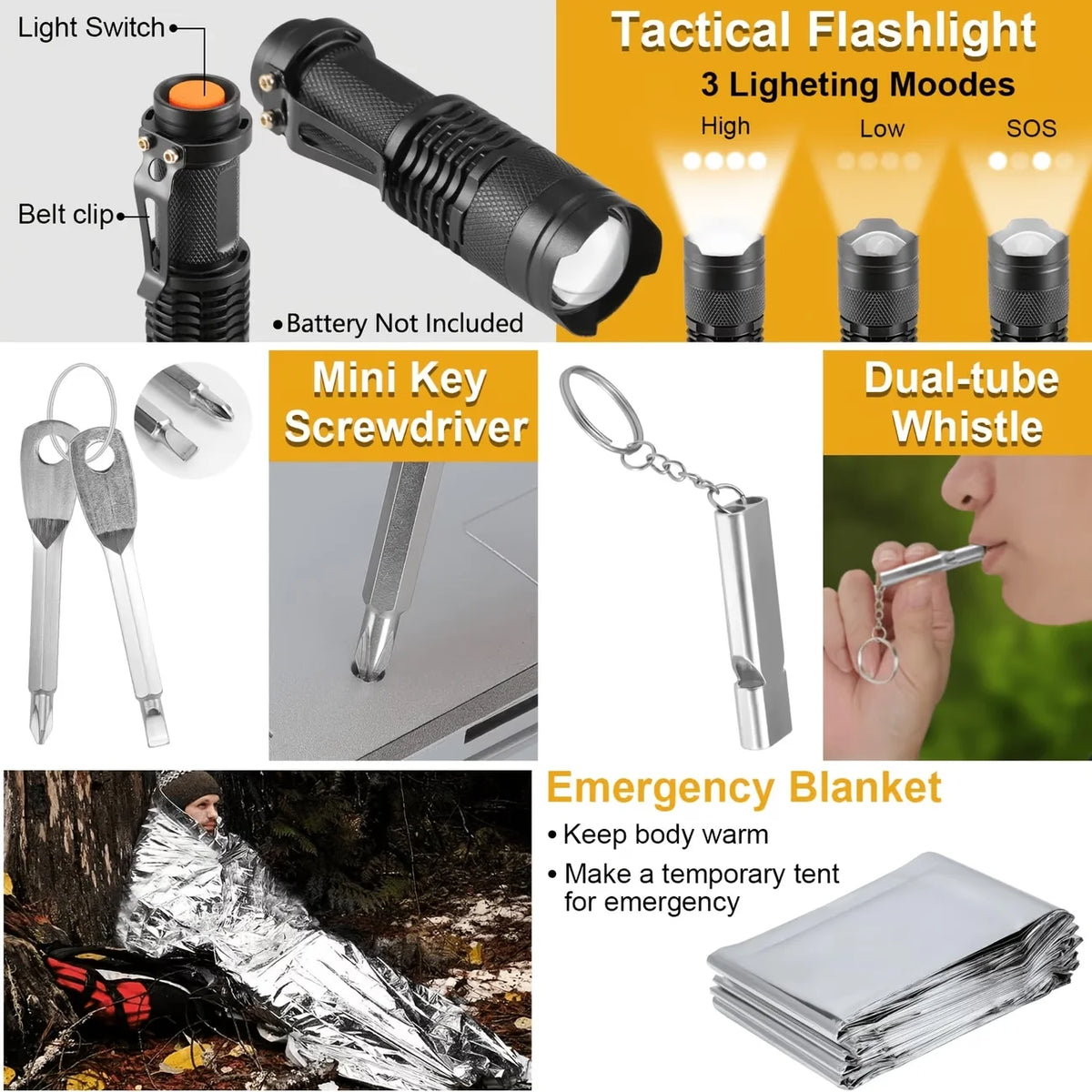 166-Piece Survival Kit with Tools And First Aid Professional Emergency Equipment Set for Emergencies Hiking Hunting Disasters Camping And Adventure Activities