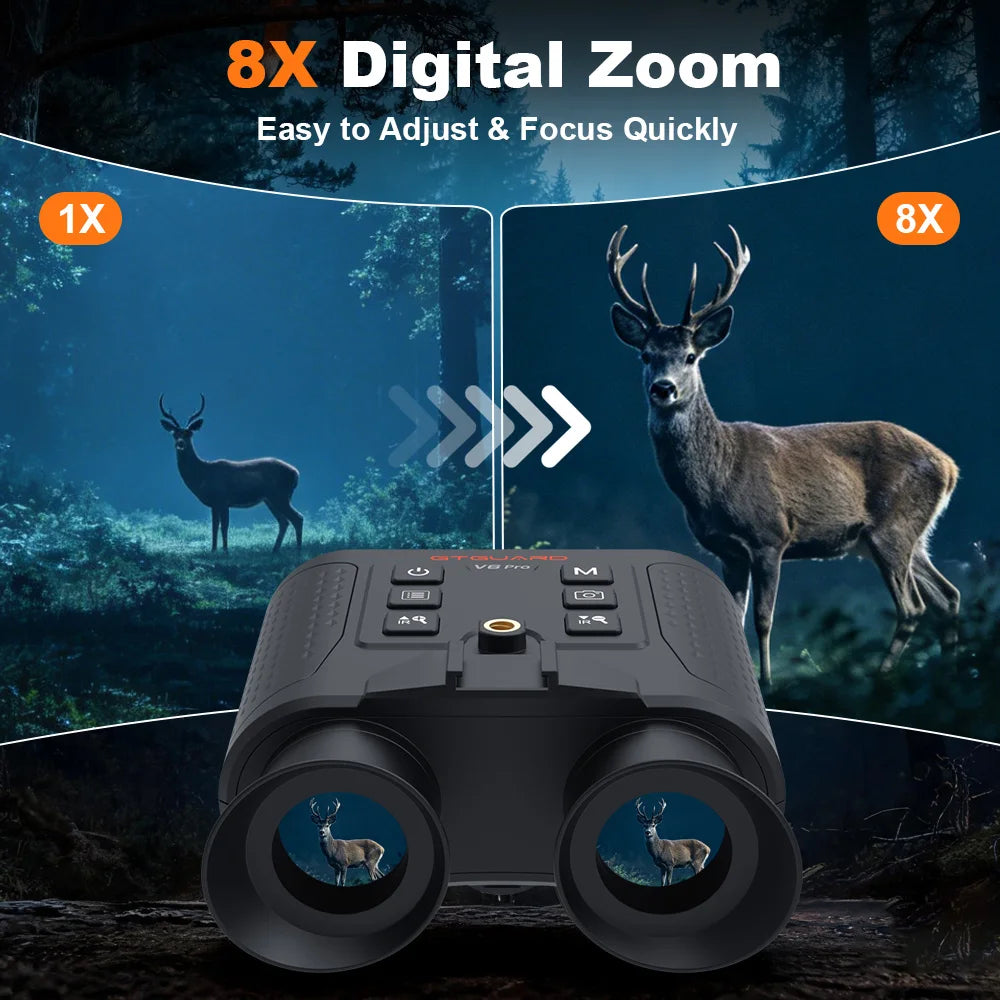 4K Night Vision Binoculars 8X Digital Zoom Infrafred Night Vision Goggles Telescope Day/Night Use for Outdoor Hunting Support Video & Photo