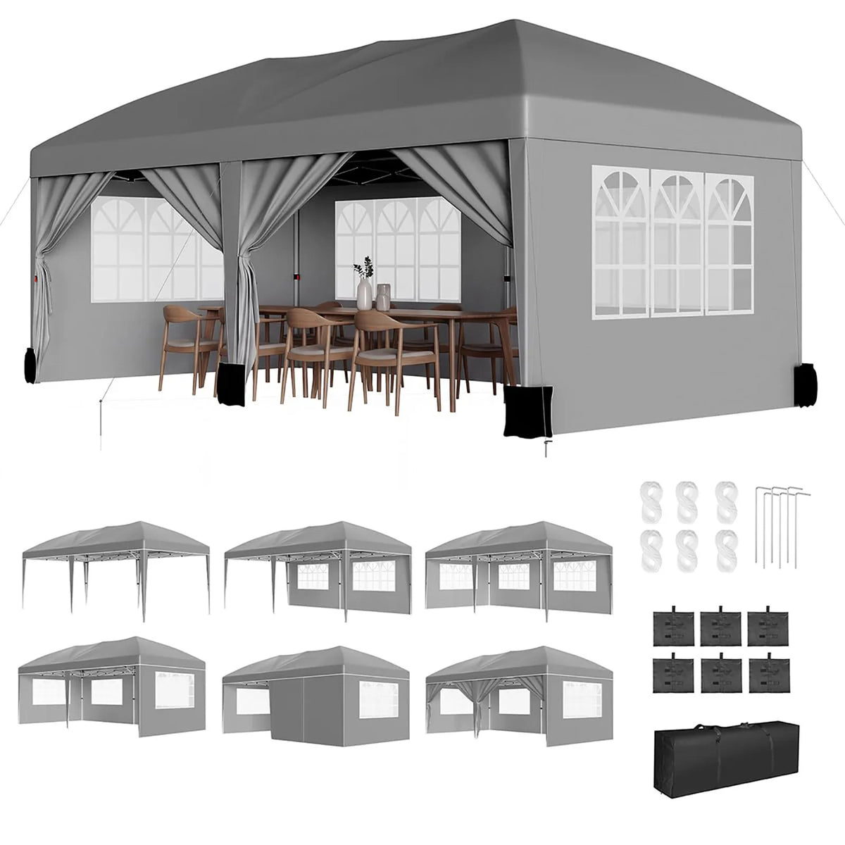 HiMISS Heavy Duty Pop Up Canopy Tent With Sidewalls