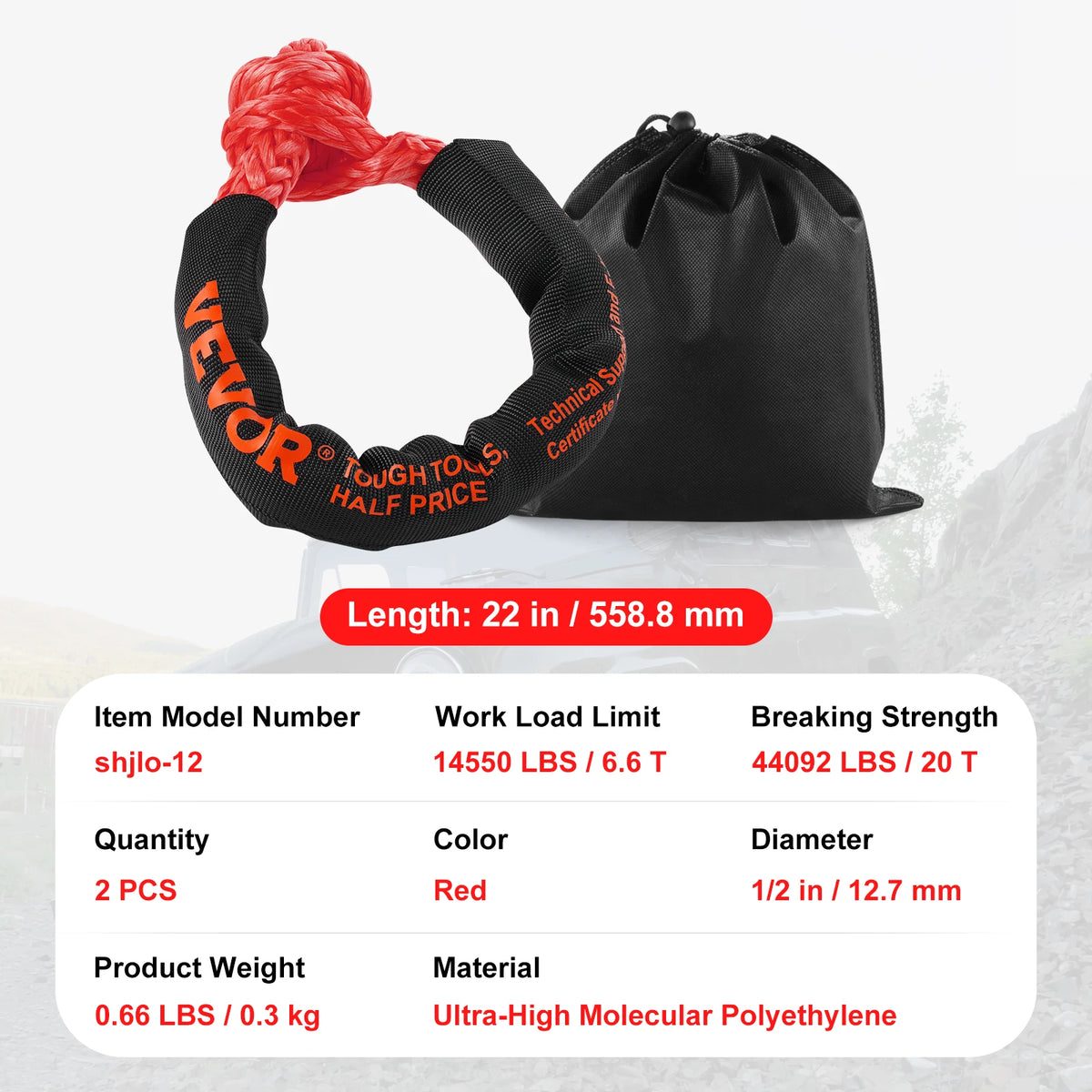 Synthetic Soft Shackle Rope For Off Road Recovery