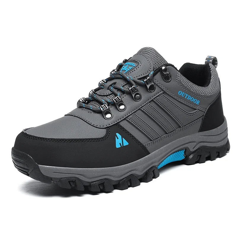 Outdoor Hiking Shoes Low Top Leather Face Plus Size Wear Resistant Non Slip Men's Running Shoes Lightweight PU Sneakers for Men