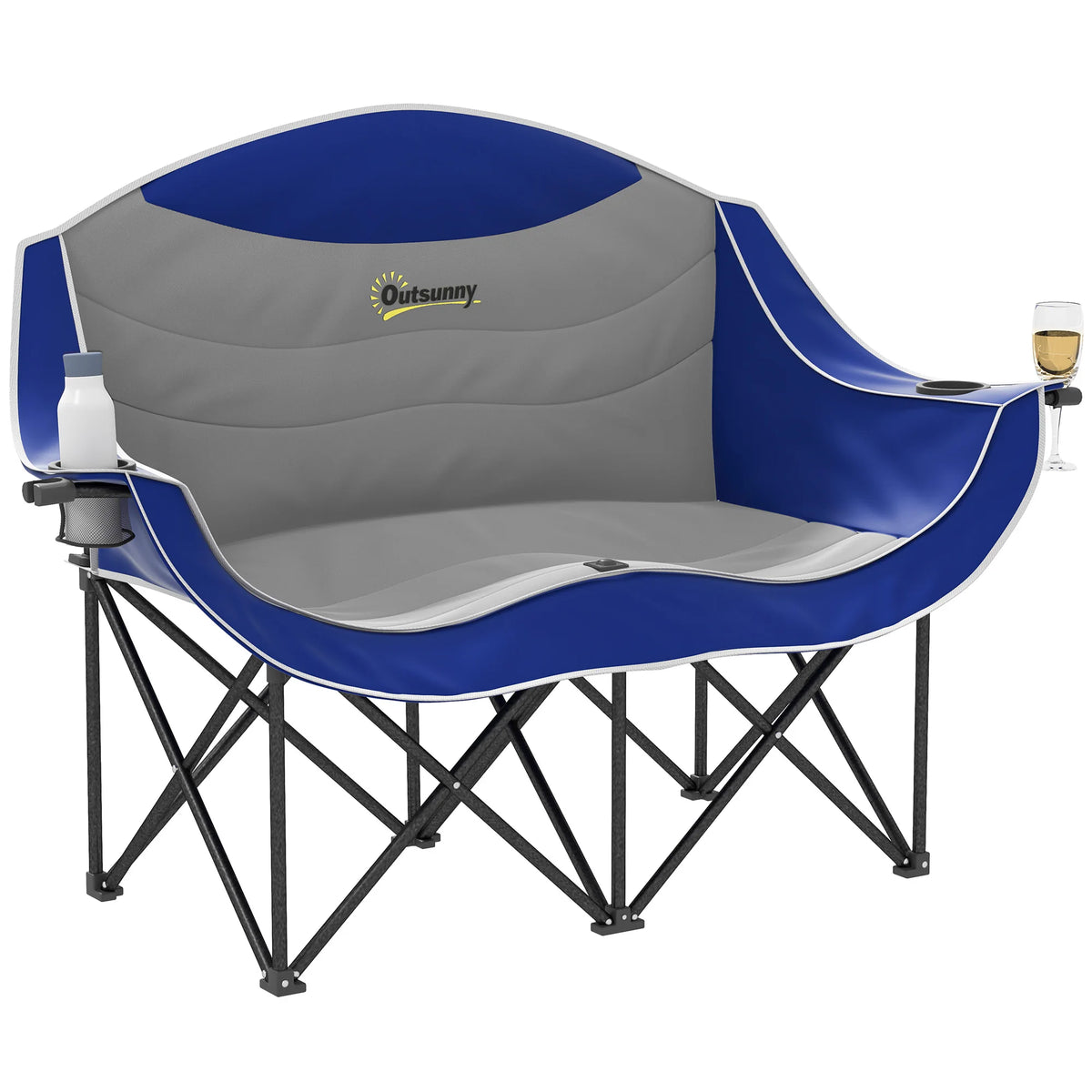 Outsunny Double Padded Folding Camping Chair