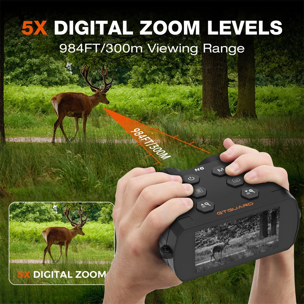 1080P HD Infrared Night Vision Binoculars Telescope 5X Digital Zoom Night Vision Divice Photo,Video,Playback for Camping,Hunting,Bird Watching