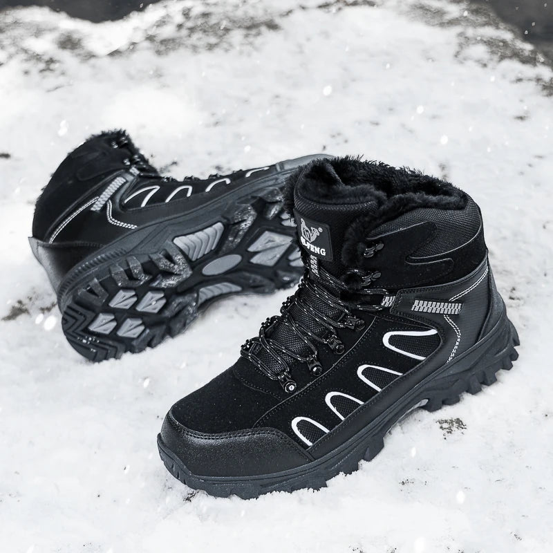 Large 49 Outdoor Ankle Boots Men Non Slip Fashion Lace Up Climbing Leather Winter Hiking Footwear High Top Leisure Hiking Shoes