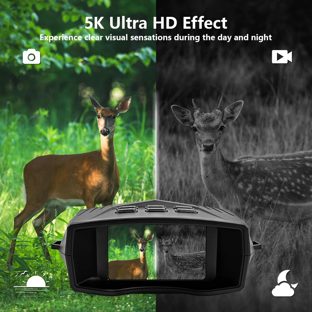 Night Vision Goggles for Adults, 5K HD 60MP Night Vision Binoculars with 3" Large Screen, 10X Digital Zoom, 5000mAh Rechargeable Battery, 32GB TF Card for Camping