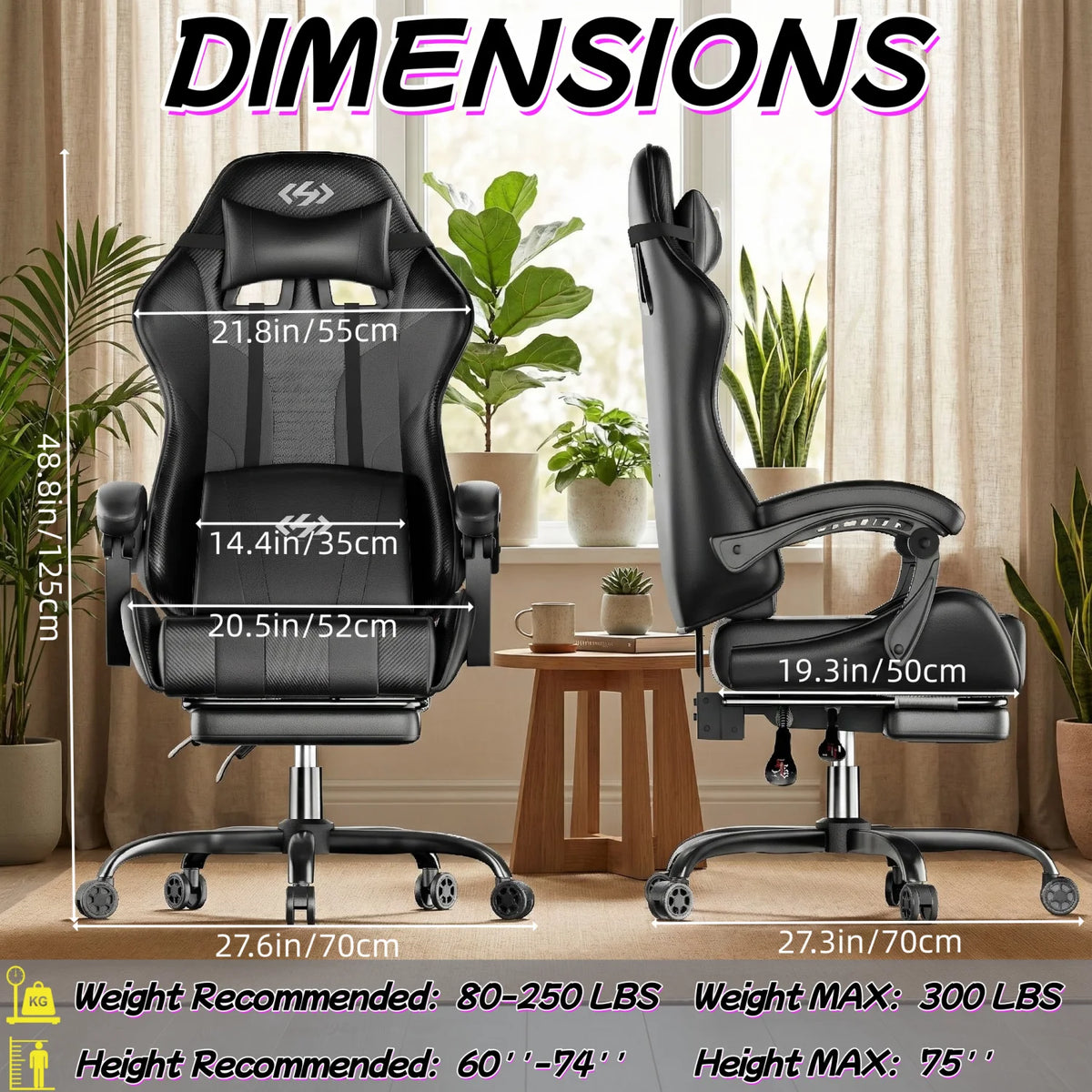 FRODROVIA Ergonomic Gaming Chair With Lumbar Support