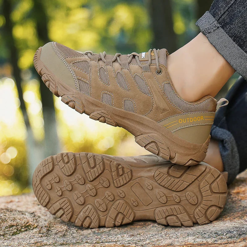 Large Size 38-47 Men Outdoor Hiking Shoes Mountaineering Sports Shoes Lace-up Hiking Outdoor Non-slip Thick-soled Mountain Shoes