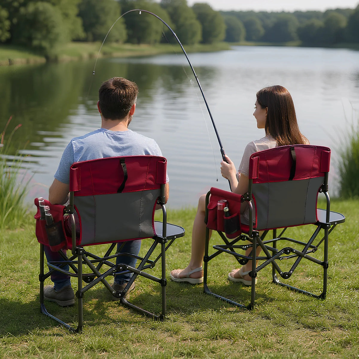HiMISS Folding Directors Chair With Side Table